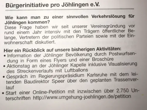 Unsere erste Veröffentlichung im Amtsblatt von Walzbachtal