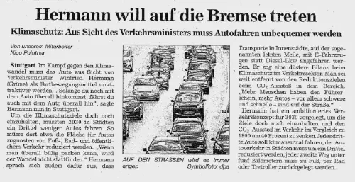 Herrmann will auf die Bremse treten